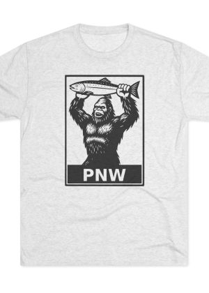 BOBO-SQUATCH PNW Fly Fishing Tee, Unisex Crew T-Shirt, Outdoor Adventure Shirt, Nature Lover Gift, Travel Souvenir