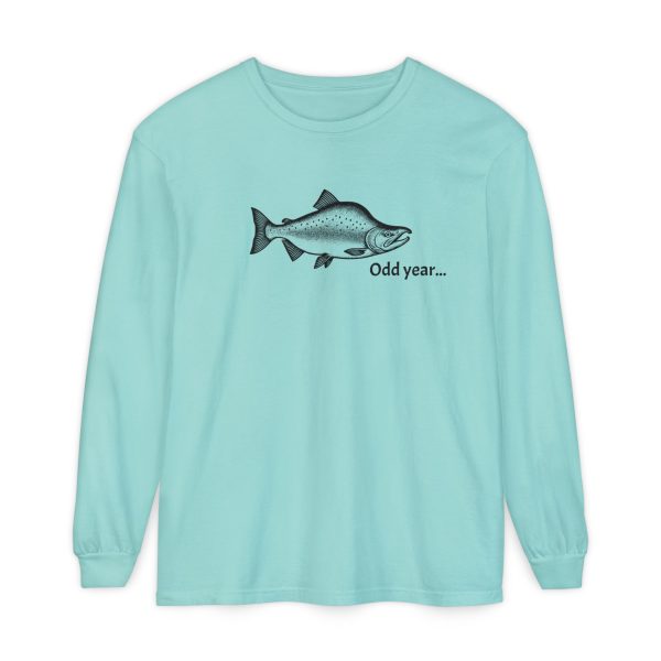 "Odd Year" Pink Salmon PNW Fly Fishing Long Sleeve Tee - Image 14