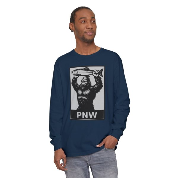 BOBO-SQUATCH PNW Fly Fishing Adventure Long Sleeve T-Shirt | Unisex Outdoor Tee - Image 25