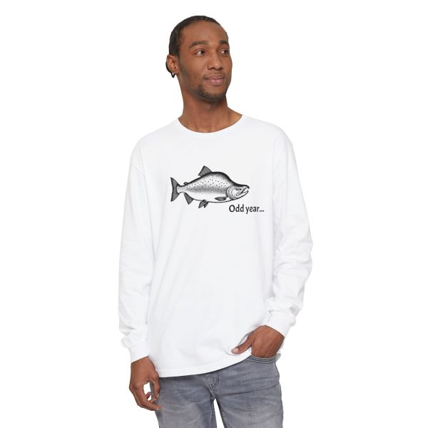 "Odd Year" Pink Salmon PNW Fly Fishing Long Sleeve Tee - Image 7