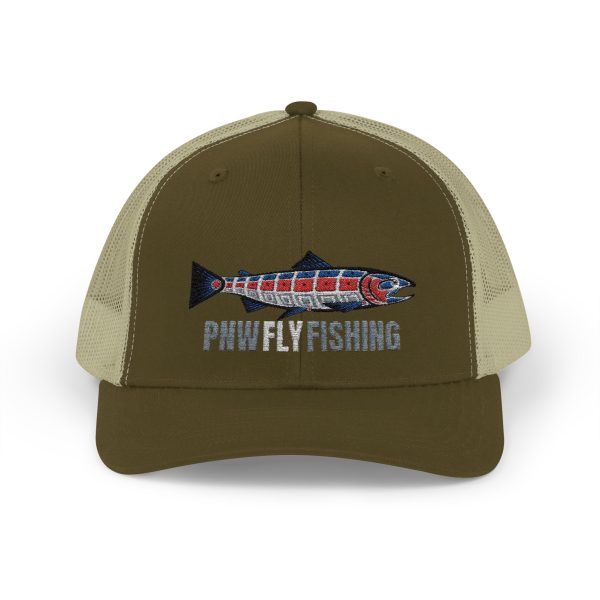 PNW Fly Fishing Fish Logo Snapback Trucker Cap - Image 17