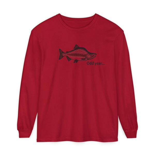 "Odd Year" Pink Salmon PNW Fly Fishing Long Sleeve Tee - Image 34