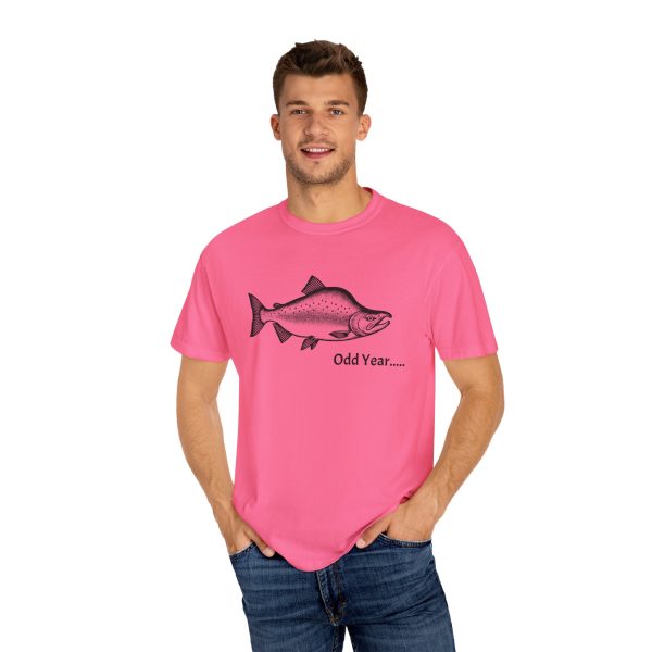 ODD YEAR Pink Salmon PNW Fly Fishing Graphic T-Shirt - Image 44
