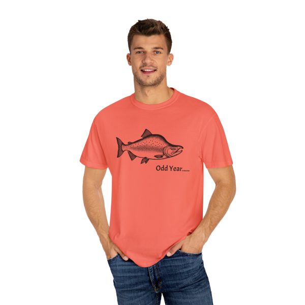 ODD YEAR Pink Salmon PNW Fly Fishing Graphic T-Shirt - Image 4