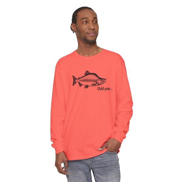 "Odd Year" Pink Salmon PNW Fly Fishing Long Sleeve Tee - Image 12