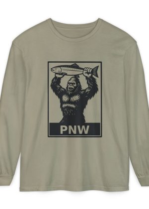 BOBO-SQUATCH PNW Fly Fishing Adventure Long Sleeve T-Shirt, Unisex Outdoor Tee, PNW Apparel, Fishing Lovers Gift, Wilderness Vibes