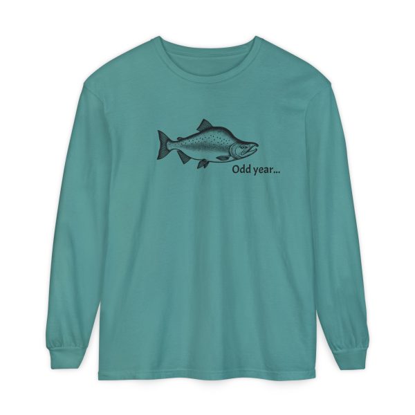 "Odd Year" Pink Salmon PNW Fly Fishing Long Sleeve Tee - Image 18