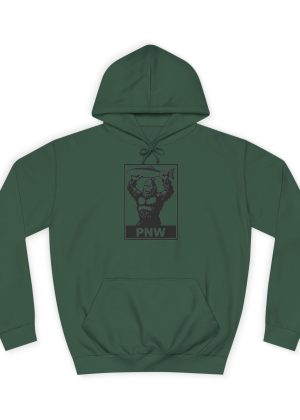 BOBO-SQUATCH PNW Fish Hoodie, Cozy College Sweatshirt, Unisex Sportswear, Outdoor Adventure Apparel, Perfect for Campus and Gift Giving