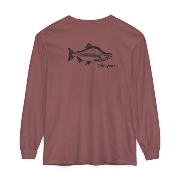 "Odd Year" Pink Salmon PNW Fly Fishing Long Sleeve Tee - BACK PRINT - Image 15