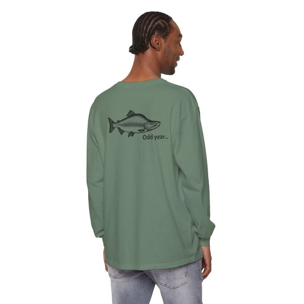 "Odd Year" Pink Salmon PNW Fly Fishing Long Sleeve Tee - BACK PRINT - Image 21