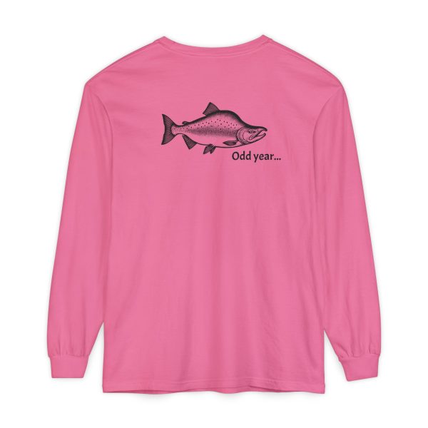 "Odd Year" Pink Salmon PNW Fly Fishing Long Sleeve Tee - BACK PRINT - Image 35