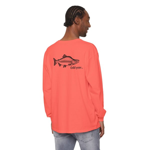 "Odd Year" Pink Salmon PNW Fly Fishing Long Sleeve Tee - BACK PRINT - Image 13