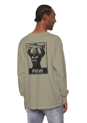 BOBO-SQUATCH PNW Fly Fishing Adventure Long Sleeve T-Shirt - BACK PRINT