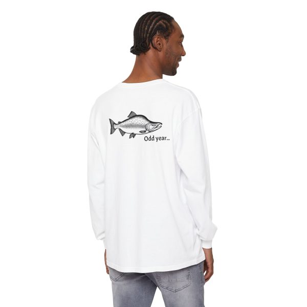 "Odd Year" Pink Salmon PNW Fly Fishing Long Sleeve Tee - BACK PRINT - Image 8