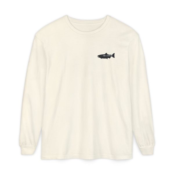 "Odd Year" Pink Salmon PNW Fly Fishing Long Sleeve Tee - BACK PRINT - Image 3