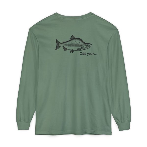 "Odd Year" Pink Salmon PNW Fly Fishing Long Sleeve Tee - BACK PRINT - Image 19
