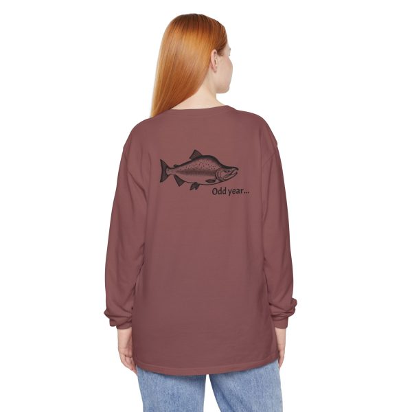 "Odd Year" Pink Salmon PNW Fly Fishing Long Sleeve Tee - BACK PRINT - Image 21