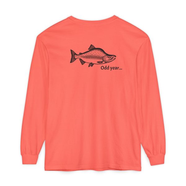 "Odd Year" Pink Salmon PNW Fly Fishing Long Sleeve Tee - BACK PRINT - Image 13