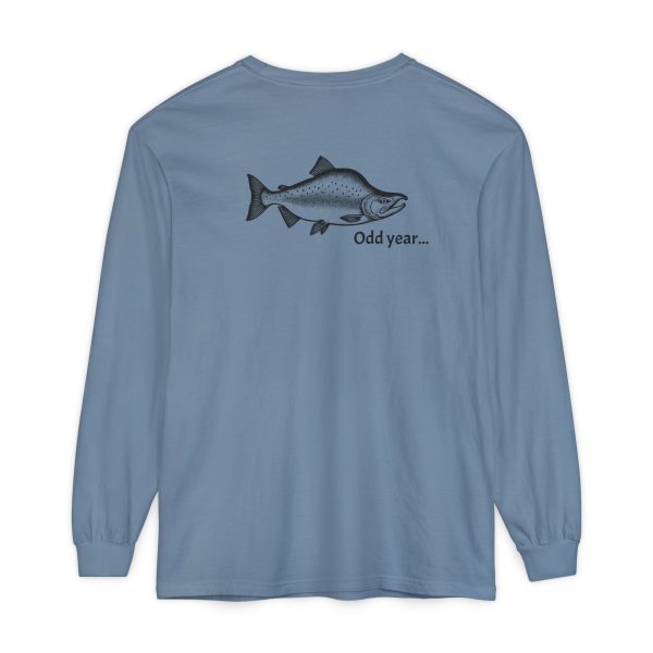 "Odd Year" Pink Salmon PNW Fly Fishing Long Sleeve Tee - BACK PRINT - Image 33