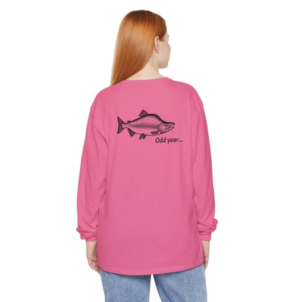 "Odd Year" Pink Salmon PNW Fly Fishing Long Sleeve Tee - BACK PRINT - Image 46