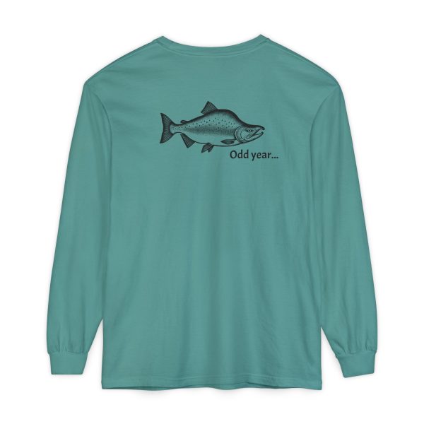"Odd Year" Pink Salmon PNW Fly Fishing Long Sleeve Tee - BACK PRINT - Image 28