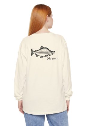 "Odd Year" Pink Salmon PNW Fly Fishing Long Sleeve Tee - BACK PRINT