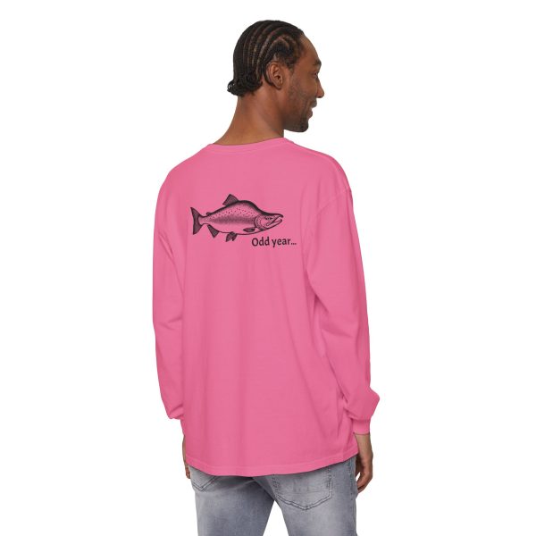 "Odd Year" Pink Salmon PNW Fly Fishing Long Sleeve Tee - BACK PRINT - Image 45