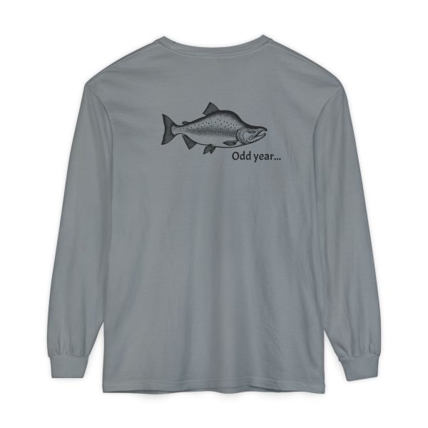 "Odd Year" Pink Salmon PNW Fly Fishing Long Sleeve Tee - BACK PRINT - Image 38