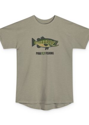PNW Fly Fishing Tee — (Front Print) Long Body Green Bass Logo Shirt