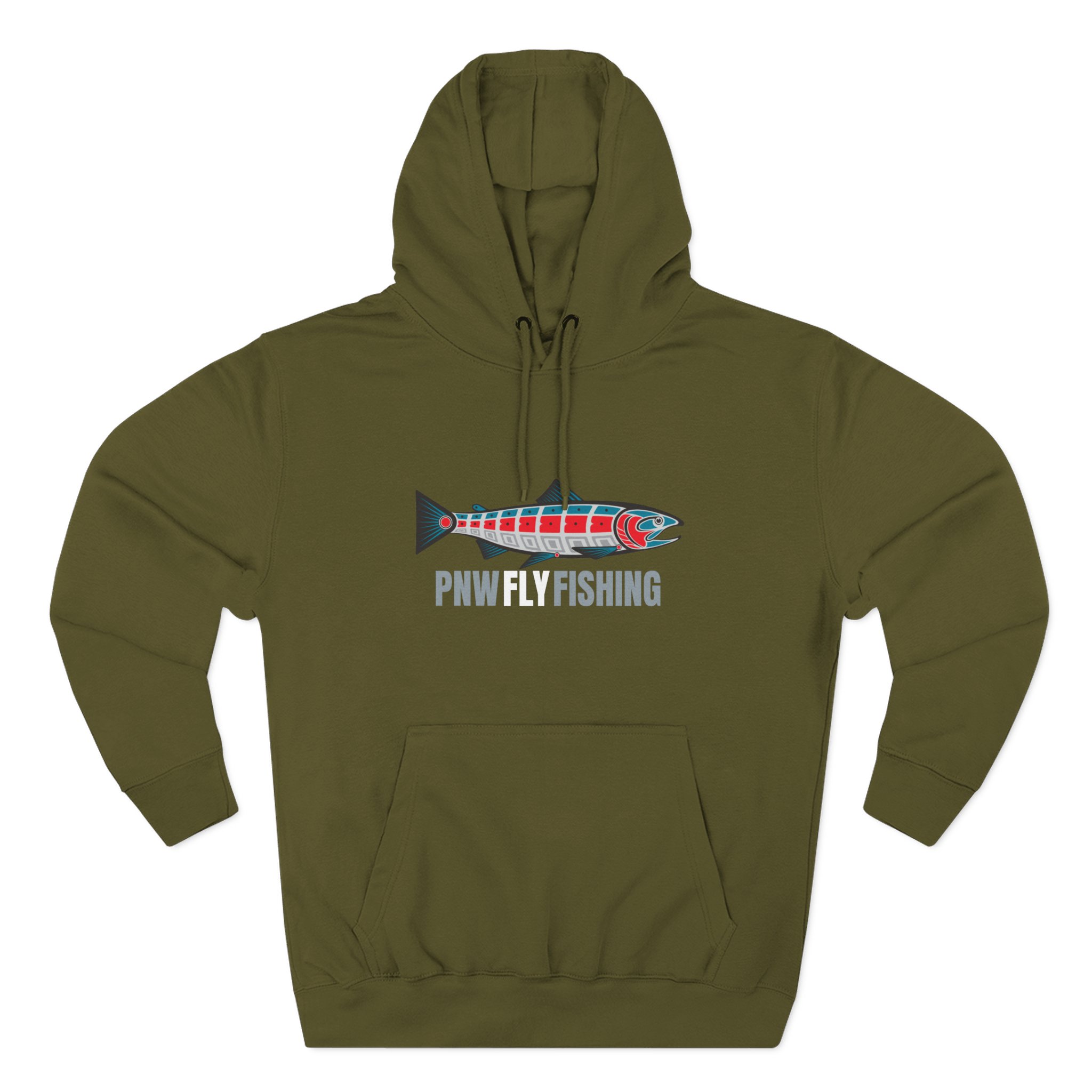 PNW Fishing Salmon Hoodie — TALL CUT Pacific Northwest Fish Graphic Pullover - Image 7