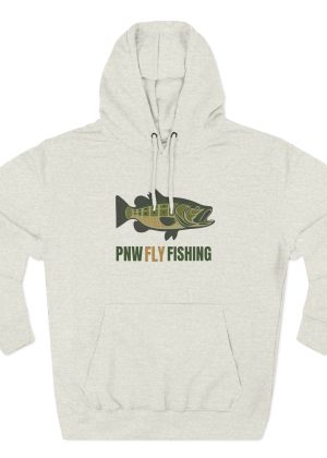 PNW Fly Fishing Hoodie – TALL CUT Green Bass Logo Silhouette Fleece Pullover