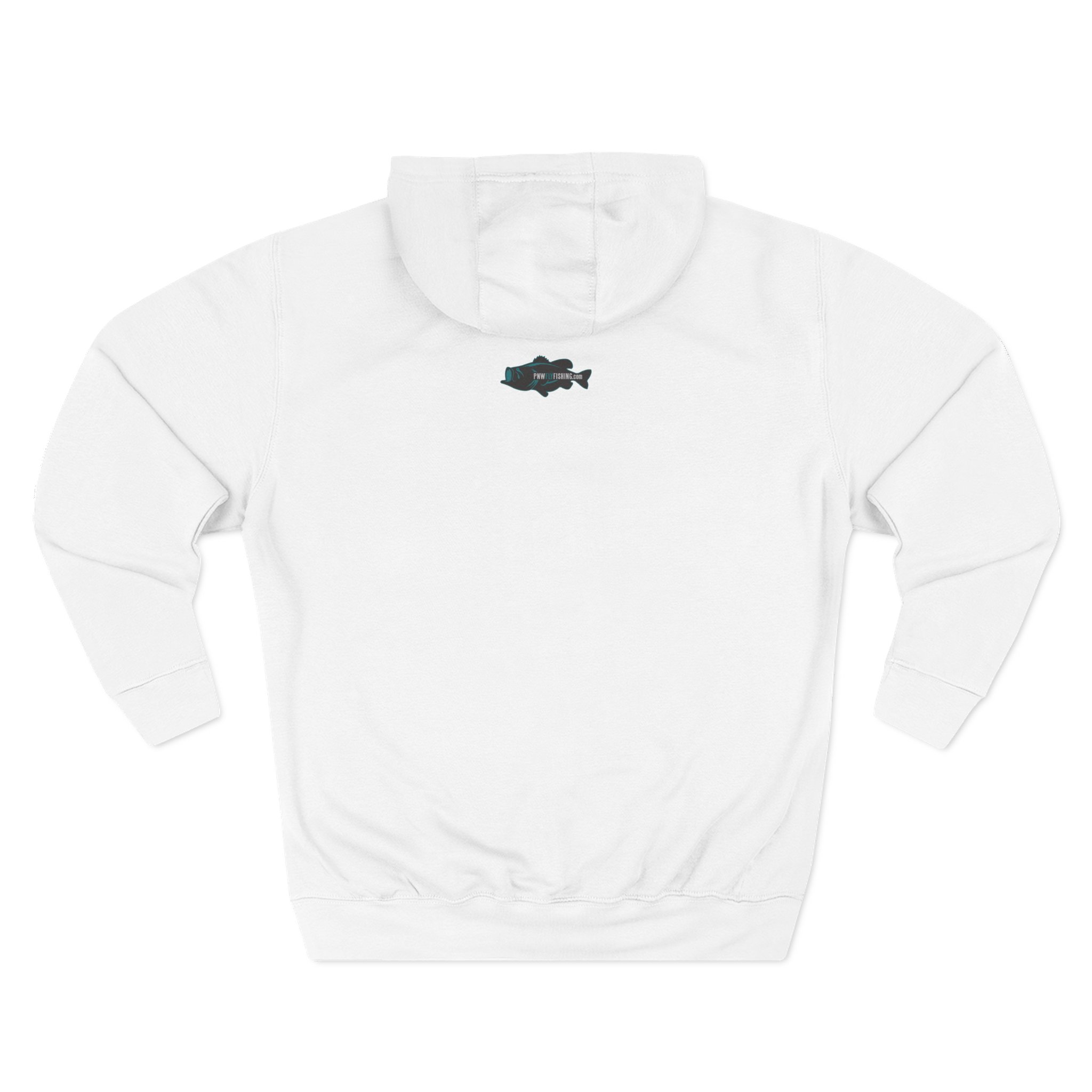 PNW Fly Fishing Hoodie – TALL CUT Green Bass Logo Silhouette Fleece Pullover - Image 4