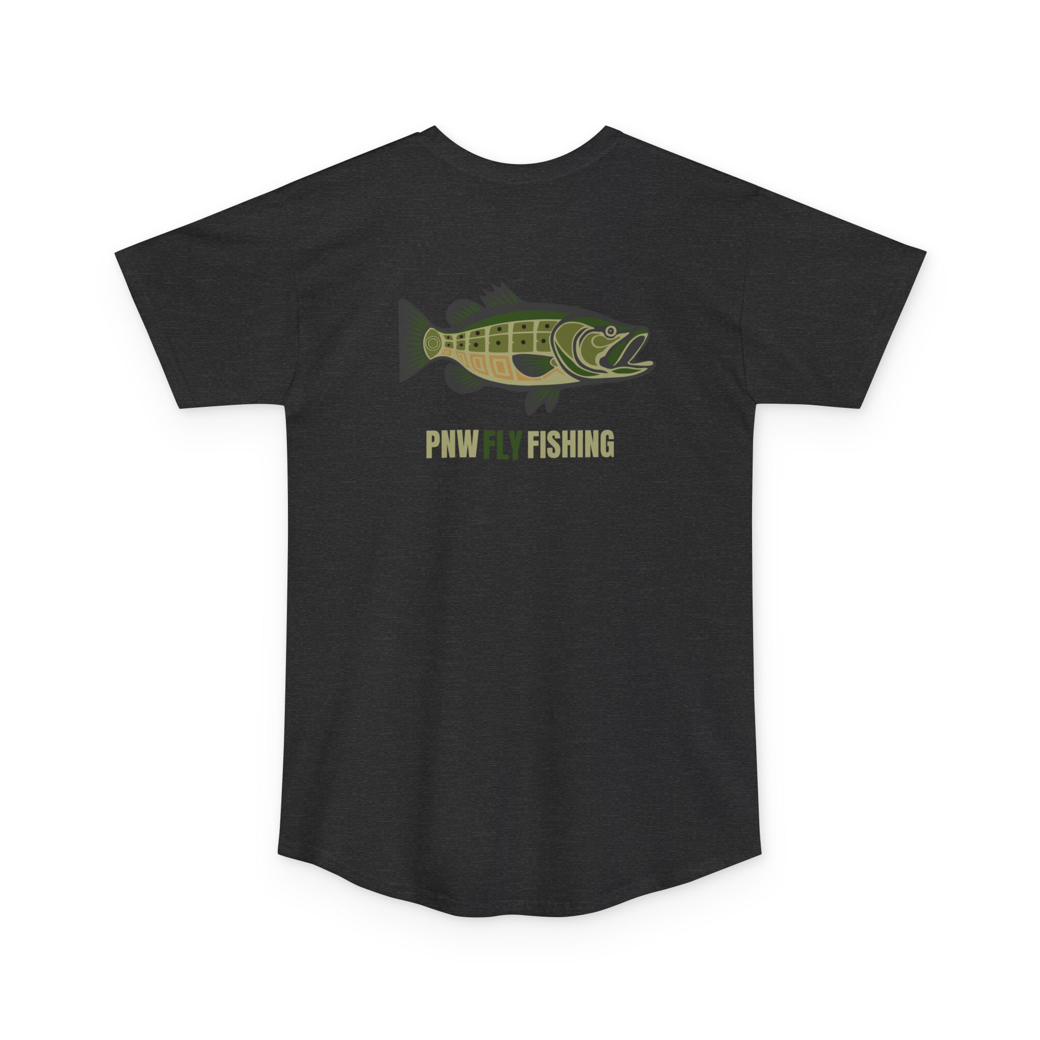 PNW Fly Fishing Tee — Long Body Green Bass Logo Shirt - Image 14