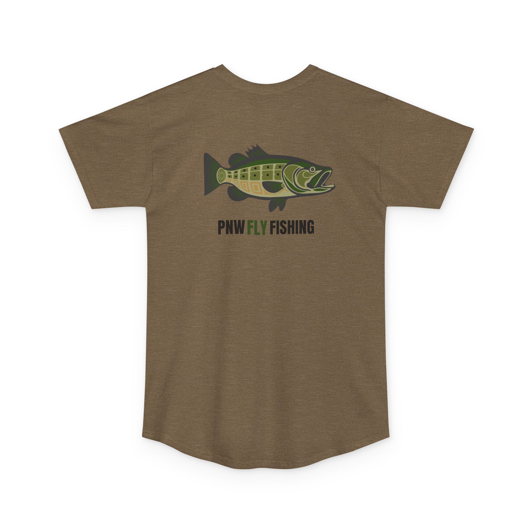 PNW Fly Fishing Tee — Long Body Green Bass Logo Shirt - Image 10