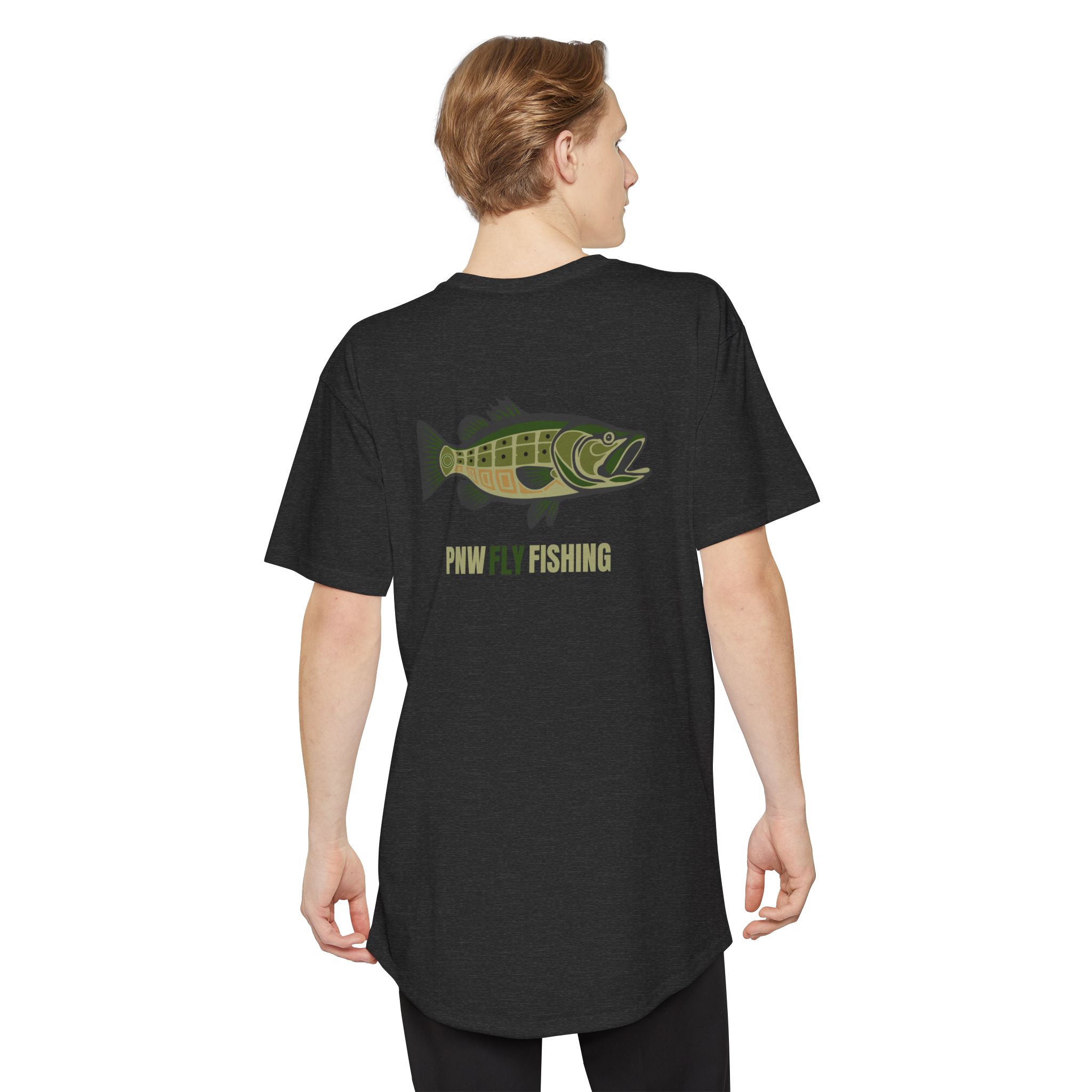PNW Fly Fishing Tee — Long Body Green Bass Logo Shirt - Image 16