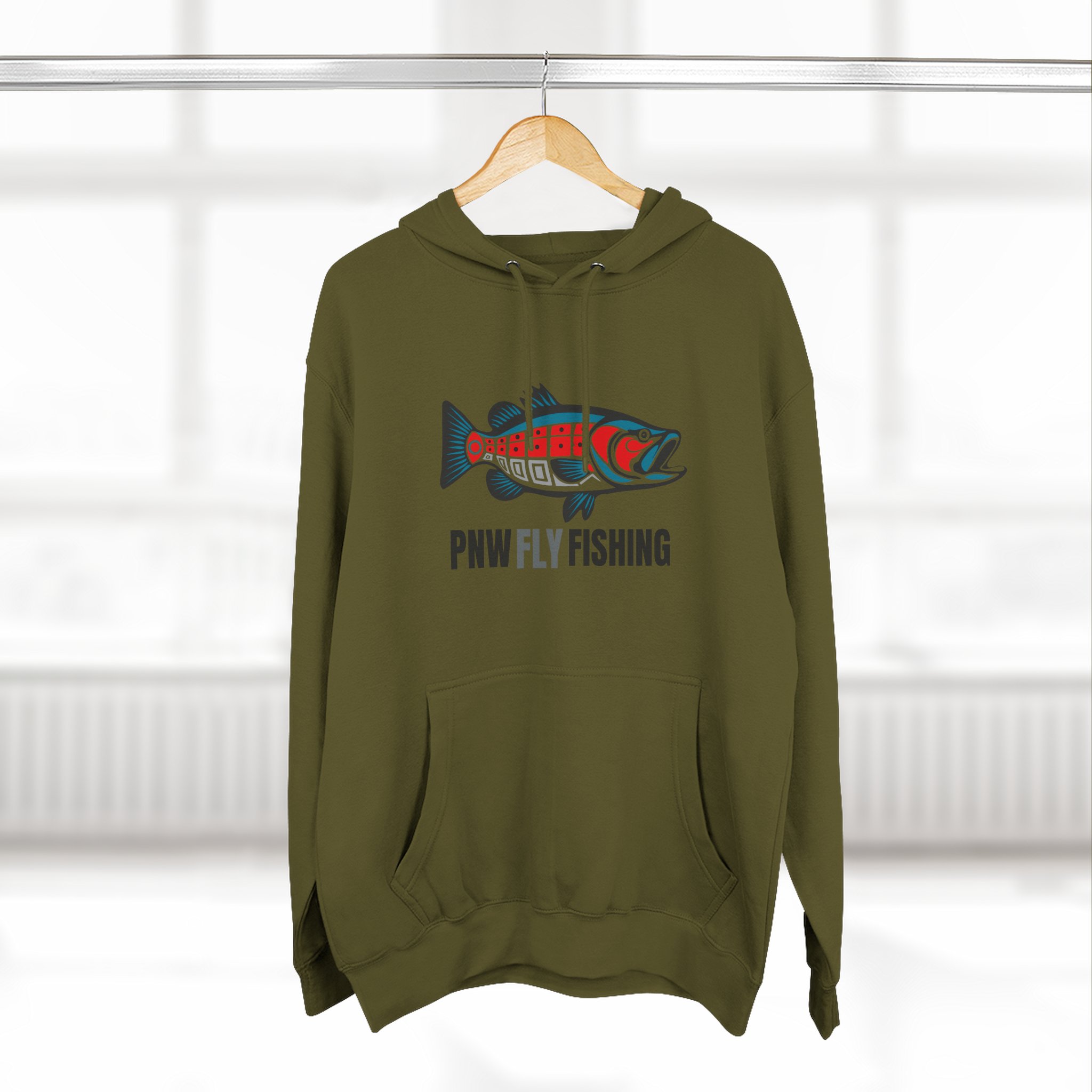 PNW Fly Fishing Bass Logo Hoodie - TALL CUT - Image 14