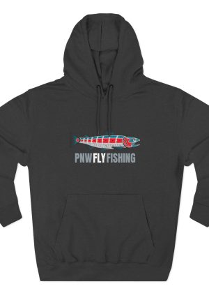 PNW Fishing Salmon Hoodie — TALL CUT Pacific Northwest Fish Graphic Pullover