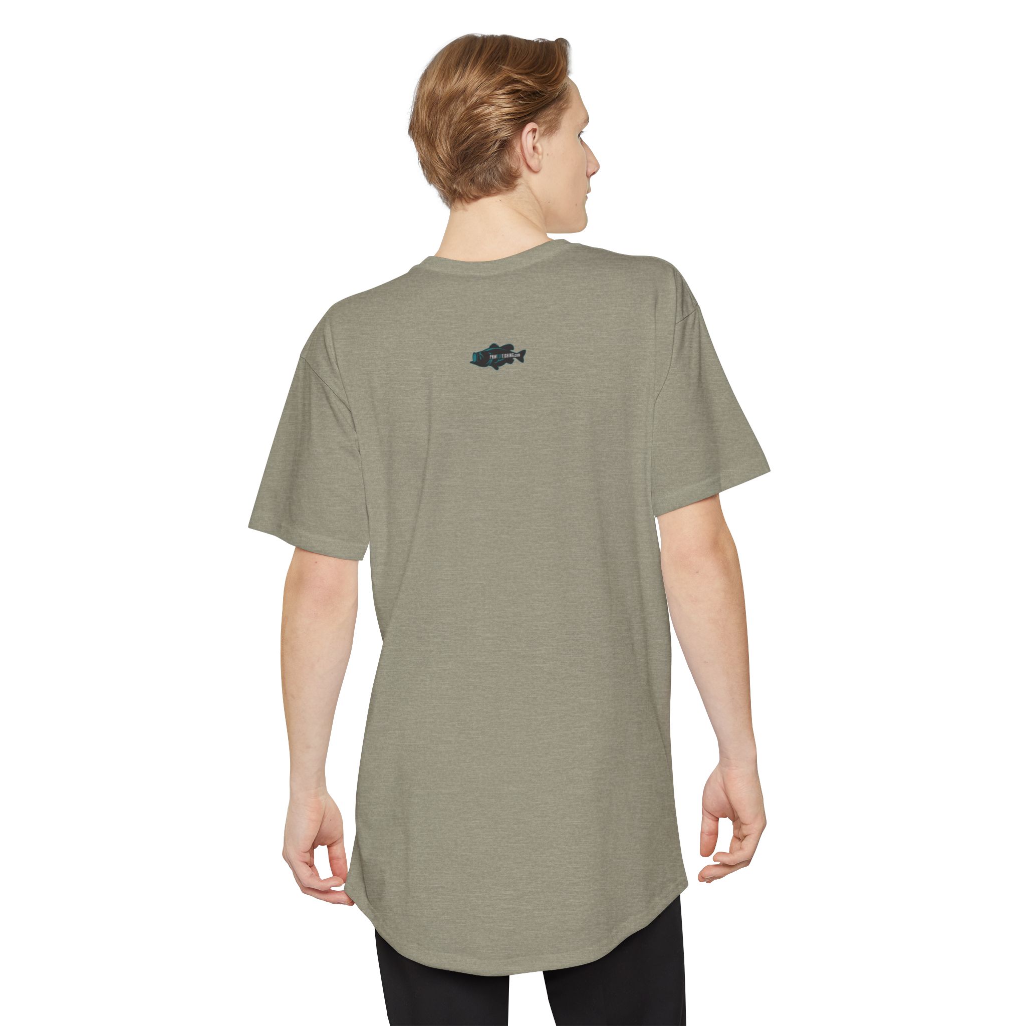 PNW Fly Fishing Tee — (Front Print) Long Body Green Bass Logo Shirt - Image 4
