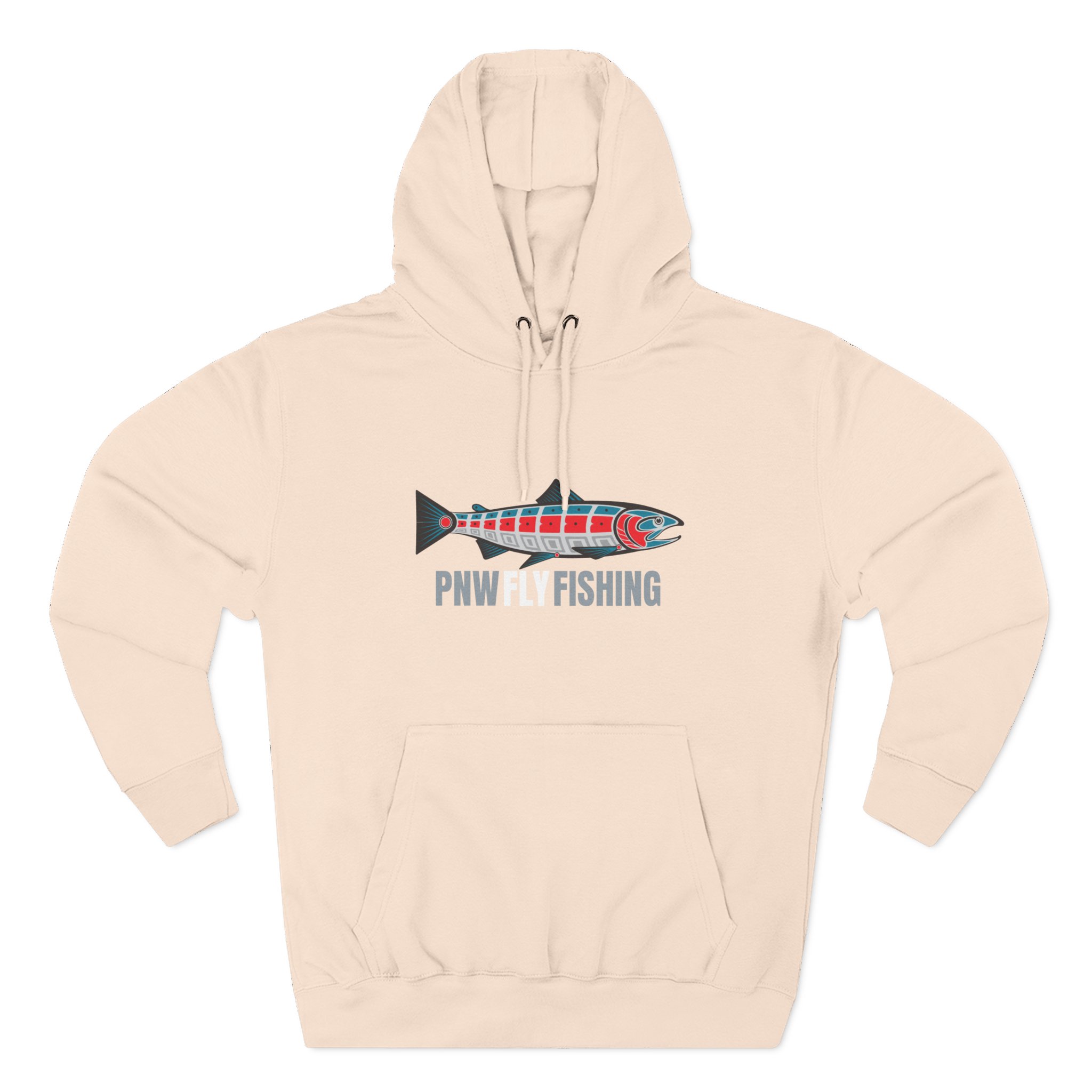 PNW Fishing Salmon Hoodie — TALL CUT Pacific Northwest Fish Graphic Pullover - Image 3