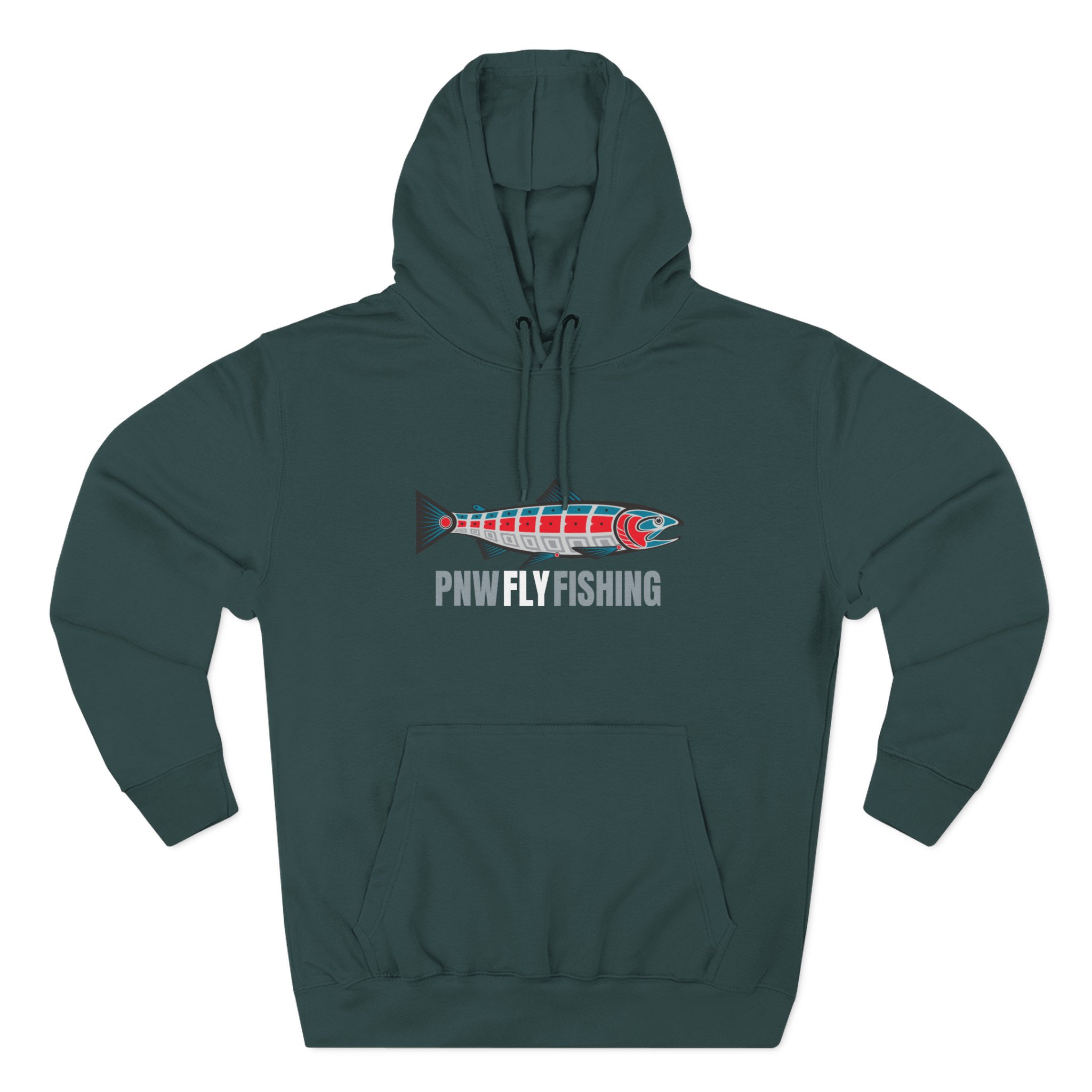 PNW Fishing Salmon Hoodie — TALL CUT Pacific Northwest Fish Graphic Pullover - Image 11
