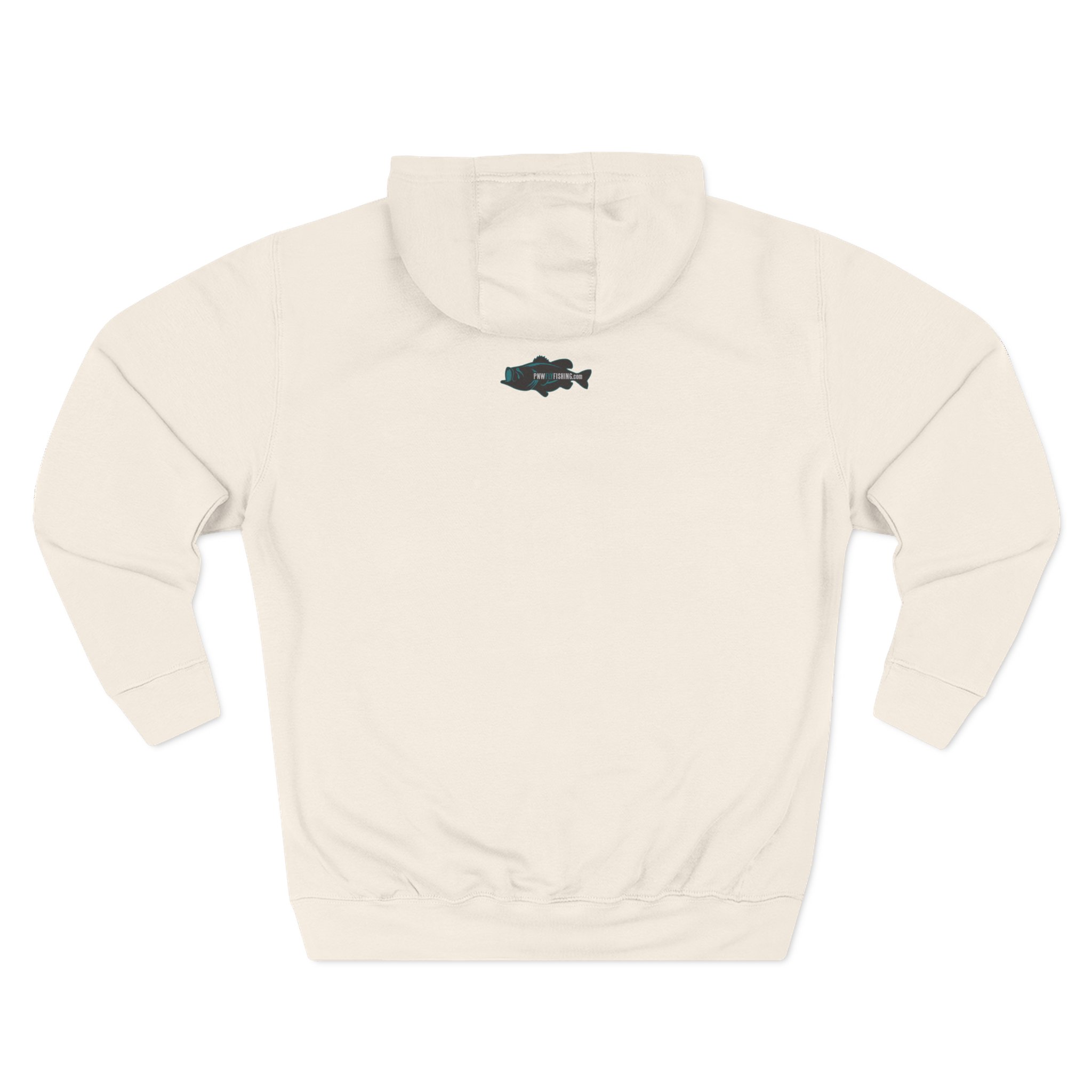 PNW Fly Fishing Hoodie – TALL CUT Green Bass Logo Silhouette Fleece Pullover - Image 10