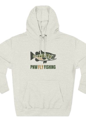 PNW Fly Fishing Hoodie – TALL CUT Green Bass Logo Silhouette Fleece Pullover