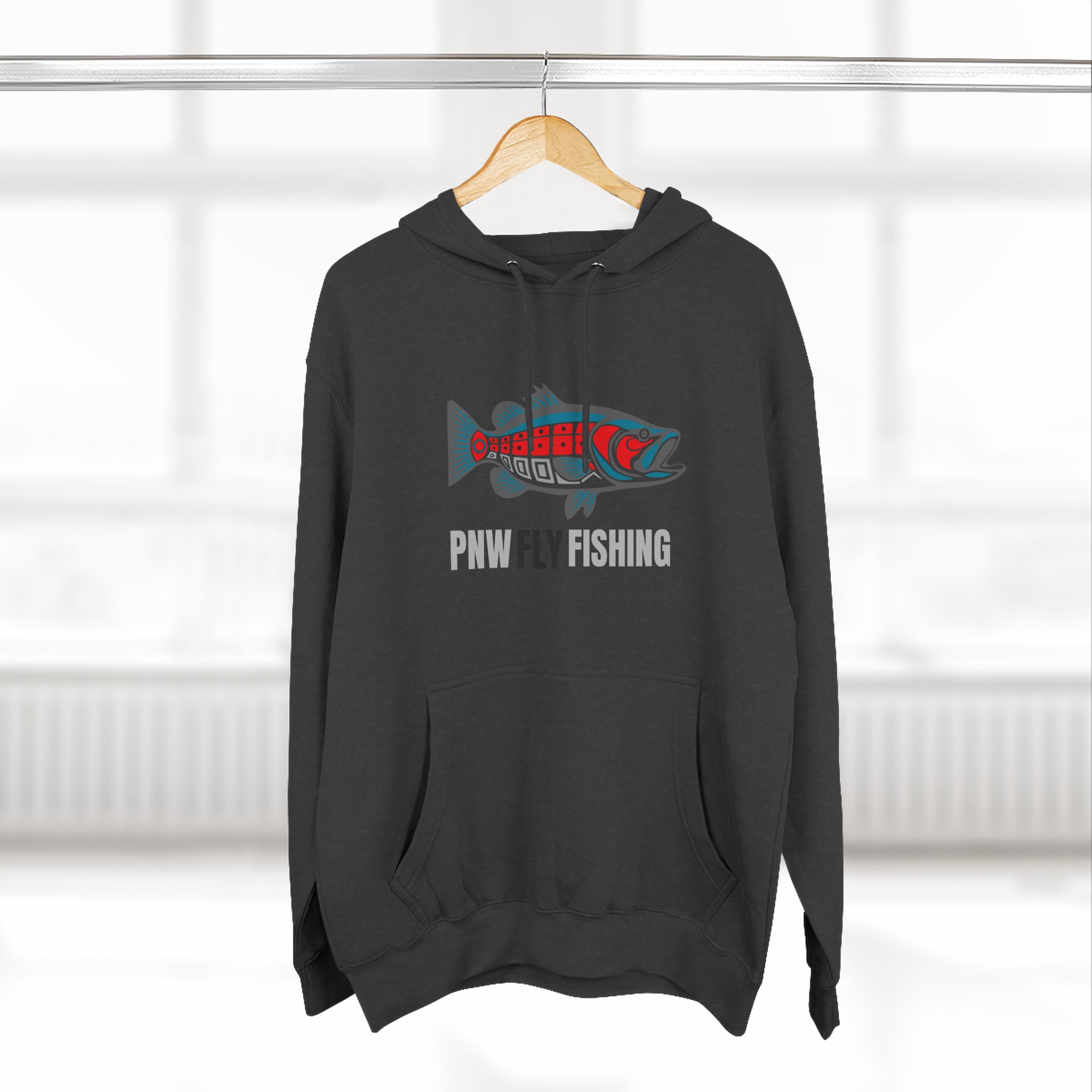 PNW Fly Fishing Bass Logo Hoodie - TALL CUT - Image 7